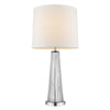 Chiara 1-Light Clear Glass And Polished Chrome Table Lamp With Off-White Shantung Shade