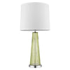 Chiara 1-Light Apple Green Glass And Polished Chrome Table Lamp With Off-White Shantung Shade