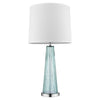 Chiara 1-Light Seafoam Glass And Polished Chrome Table Lamp With Off-White Shantung Shade