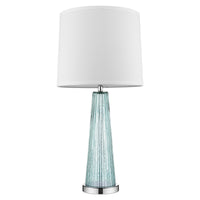 Chiara 1-Light Seafoam Glass And Polished Chrome Table Lamp With Off-White Shantung Shade