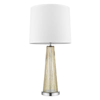 Chiara 1-Light Champagne Glass And Polished Chrome Table Lamp With Off-White Shantung Shade