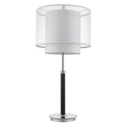 Roosevelt 1-Light Espresso And Brushed Nickel Table Lamp With Sheer Snow Shantung Two Tier Shade