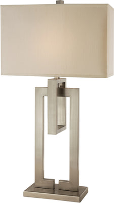 Precision 1-Light Brushed Nickel Table Lamp With Ivory Shantung Shade