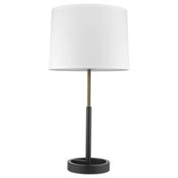 Rotunda 1-Light Matte Black And Hand Painted Antique Gold Table Lamp With Homespun Linen Shade