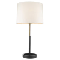 Rotunda 1-Light Matte Black And Hand Painted Antique Gold Table Lamp With Homespun Linen Shade