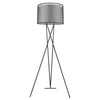 Trition 1-Light Matte Black Tripod Floor Lamp With Smoke Gray Shantung Double Shade