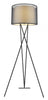 Trition 1-Light Matte Black Tripod Floor Lamp With Smoke Gray Shantung Double Shade