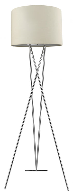 Trition 1-Light Polished Chrome Tripod Floor Lamp With Latte Linen Shade