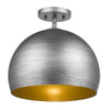 Latitude 1-Light Hand Painted Weathered Pewter Pendant With Gold Interior Shade (13.75")