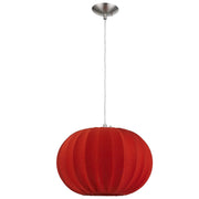 Shanghai 1-Light Brushed Nickel Pendant With Sheer Red Ribbon Shade