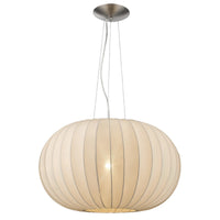 Shanghai 1-Light Brushed Nickel Pendant With Sheer Pearl Ribbon Shade