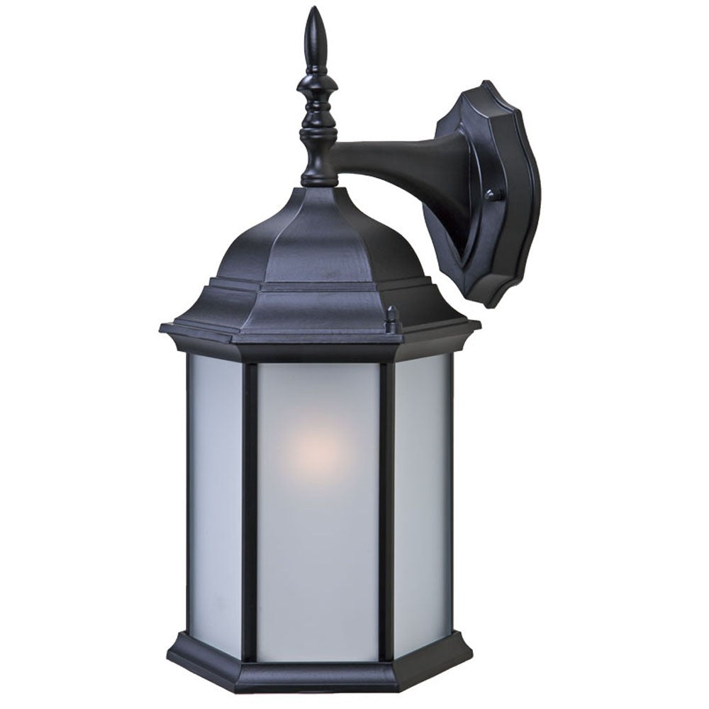 Craftsman 2 1-Light Matte Black Wall Light With Frosted Glass