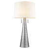 Muse 2-Light Hand Painted Weathered Pewter Table Lamp With Off-White Shantung Shade