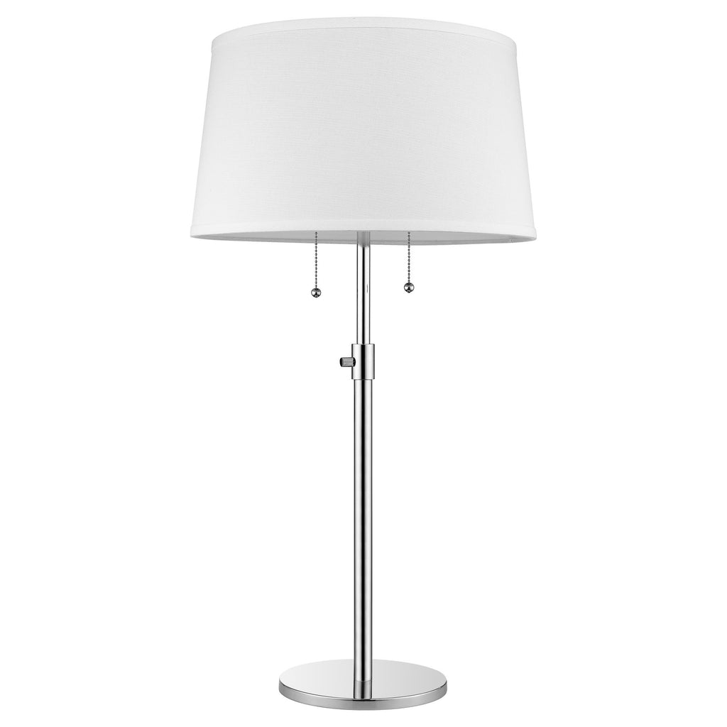 Urban Basic 2-Light Polished Chrome Adjustable Table Lamp With Off-White Linen Shantung Shade