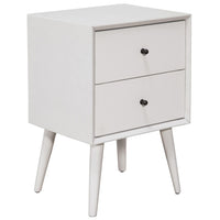 White Century Modern Wood 2 Drawer Nightstand