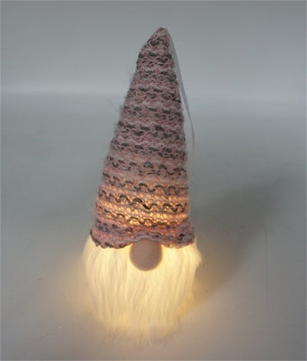 Pink and Brown Hat Hanging Light Up Gnome