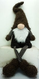 Fuzzy Black Sitting Gnome with Long Legs