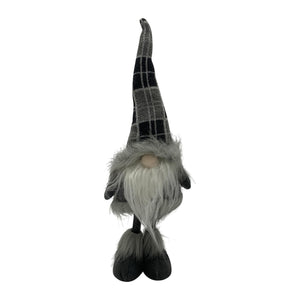 Grey and Black Plaid Standing Gnome