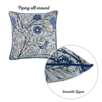 Blue and Gray Leaves Decorative Throw Pillow