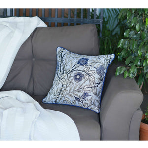 Blue and Gray Leaves Decorative Throw Pillow