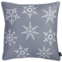 Gray and White Snowflakes Throw Pillow
