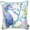 Blue and White Seahorse Marine Throw Pillow