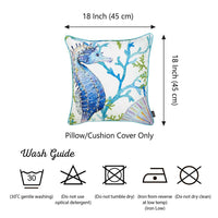 Blue and White Seahorse Marine Throw Pillow