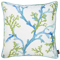 Blue and White Coral Marine Throw Pillow