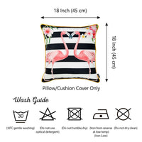 Tropical Pink Flamingo Striped Throw Pillow