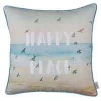 Happy Place Beach Quote Decorative Throw Pillow