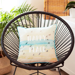 Happy Place Beach Quote Decorative Throw Pillow