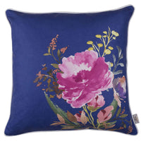 Blue and Pink Floral Printed Throw Pillow