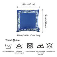 Blue and White Greek Key Bordered Throw Pillow