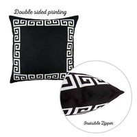 Black and White Greek Key Bordered Throw Pillow