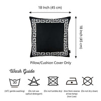 Black and White Greek Key Bordered Throw Pillow