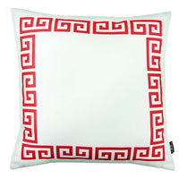 Red and White Greek Key Classic Throw Pillow