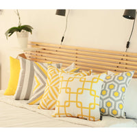 Yellow and White Grid Geometric Throw Pillow