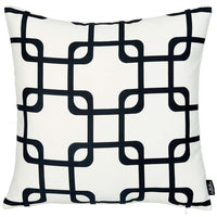 Black and White Grid Geometric Throw Pillow