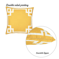 Yellow and White Geometric Border Throw Pillow