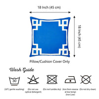 Blue and White Geometric Border Throw Pillow