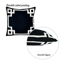 Black and White Geometric Border Throw Pillow