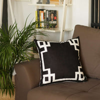 Black and White Geometric Border Throw Pillow