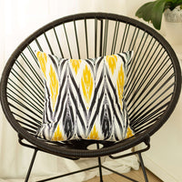 Black and Yellow Zigzag Geometric Throw Pillow