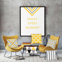 Yellow and Gray Triangle Geometric Throw Pillow