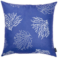 Blue and Silver Coral Reef Decorative Throw Pillow
