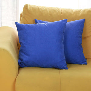 Set of 2 Cobalt Blue Modern Square Throw Pillows