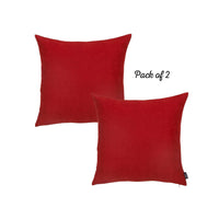 Set of 2 Red Modern Square Throw Pillows