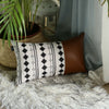 Brown Bohemian Vegan Faux Leather Lumbar Pillow