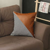 Houndstooth Brown Faux Leather Throw Pillow