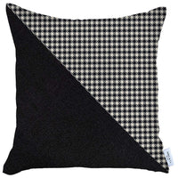 Black Houndstooth Modern Decorative Throw Pillow